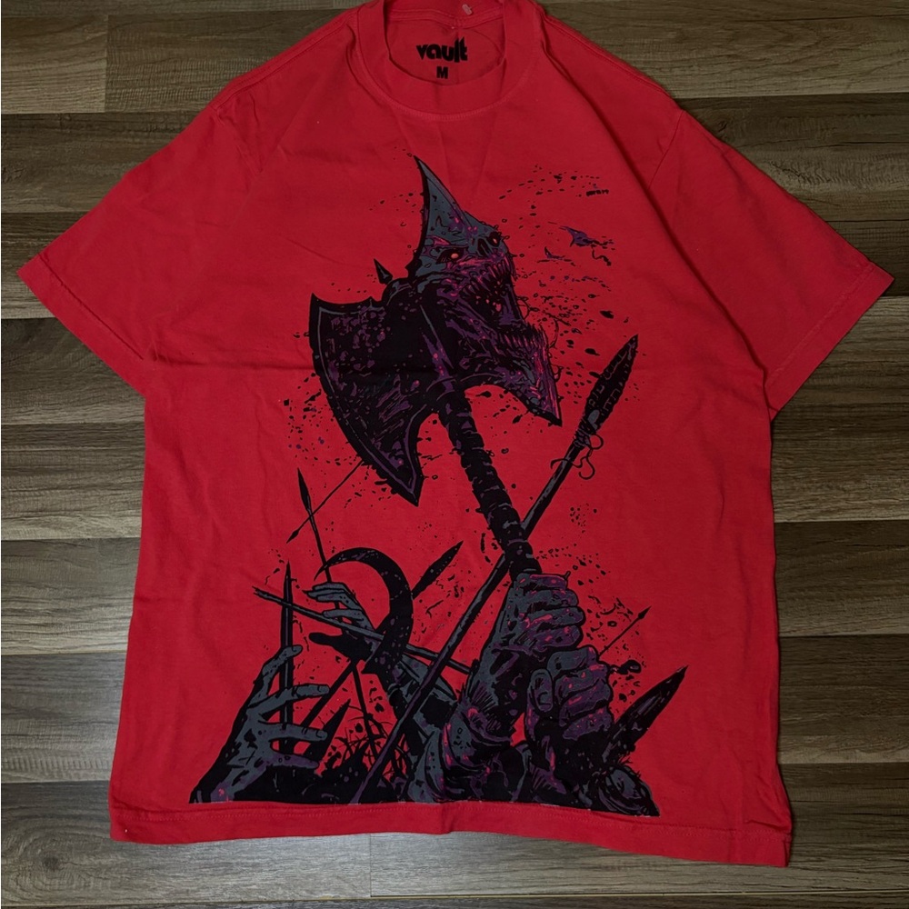 Vault Barbarian Graphic Red Black Men's M Jersey T-Shirt